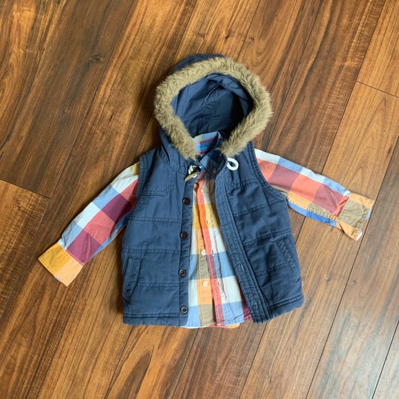 GAP Other - Eskimo toddler hooded vest & button down